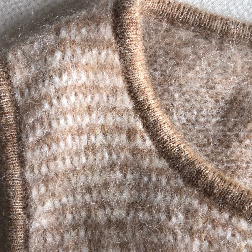 Sezane Pepy Cardigan Knit Tie-Front Sweater Vest in Tan Size 8 - Picture 5 of 7
